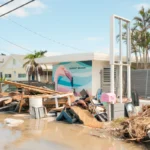 Hurricane damage in Florida, US, in 2024.