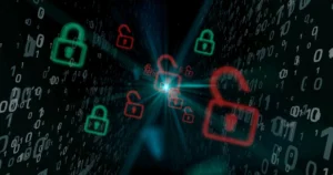 Padlocks on digital background