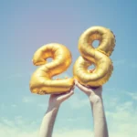 Gold number 28 balloon