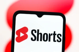 In this photo illustration, the YouTube Shorts logo is seen