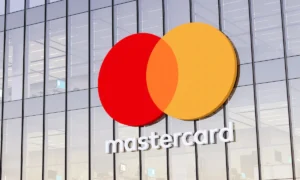 Purchase, Harrison, NY, USA. May 2, 2022. Editorial Use Only, 3D CGI. Mastercard Signage Logo on Top of Glass Building. Workplace Financial Services Company Office Headquarters.