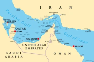 Strait Of Hormuz, Political Map. Waterway Between Persian Gulf A