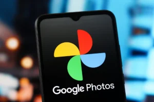 In this photo illustration, the Google Photos logo is seen