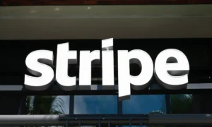 STRIPE sign on headquarters building of startup technology company providing online payment processing for internet businesses