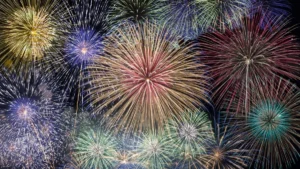 Fireworks and audience