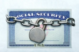 Lock And Chain Around Social Security Card