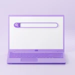 Web search bar on laptop screen 3d render - illustration of website form for research of information on computer
