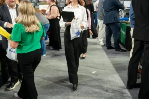 Jobseekers at at a careers fair in North Carolina, US.