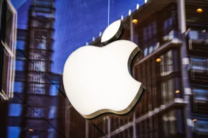 Apple Logo Signage, Apple Store Retail Flagship Storefront Sign, Brompton Road, Knightsbridge, Central London, England, United Kingdom, April 2025