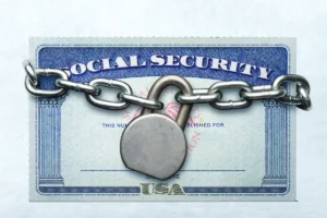 Lock And Chain Around Social Security Card
