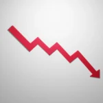 Down Arrow Chart ,downwards concept . 3D render