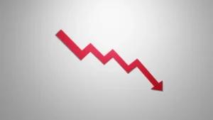 Down Arrow Chart ,downwards concept . 3D render