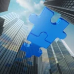 Merger And Acquisition Business Concept, Join Company On Puzzle